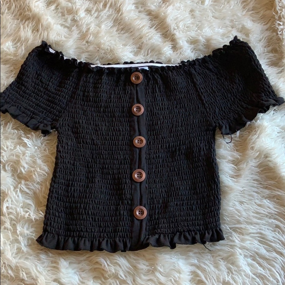 Cropped/Faux Button Shirt